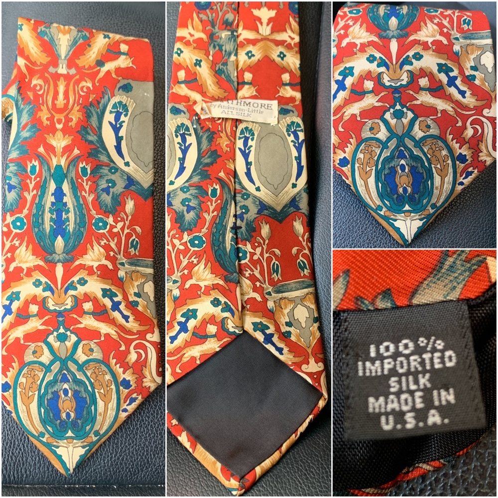 Strathmore silk mens neck tie animals red